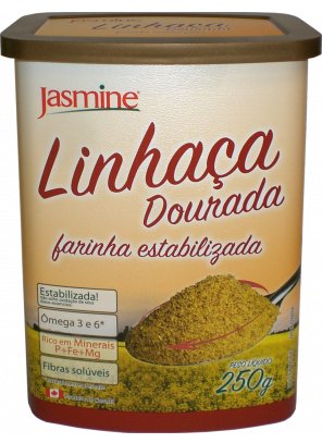 LINHACA DOURADA.png - Farinha Estabilizada de Linhaça DouradaFarinha Estabilizada – o que garante a presença de todos os nutrientes!Ácidos graxos essenciais Ômega 3 e Ômega 6Rico em ferro, fósforo e magnésioFibras solúveis e insolúveis – importantes para o bem-estar intestinal Ingredientes: Farinha de Linhaça Dourada integral estabilizada. (Linum usitassimum)NÃO CONTÉM GLÚTEN.